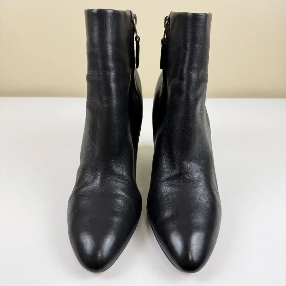 Brian Atwood Designer Black Belleria Pointed Toe Wedge Ankle Boots